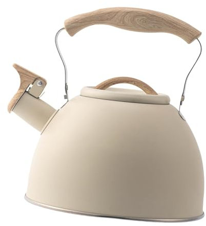 F Fityle Bouilloire sifflante Universelle pour Toutes avec poignée théière Bouilloire à Eau pour dortoir extérieur Cuisine Camping Maison, Beige