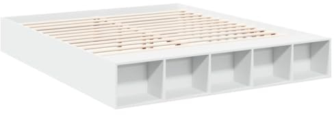 vidaXL Bettgestell, Bett mit Stauraum für Schlafzimmer, Bettrahmen mit Lattenrost, Schlafzimmerbett Doppelbett, Weiß 180x200cm Holzwerkstoff