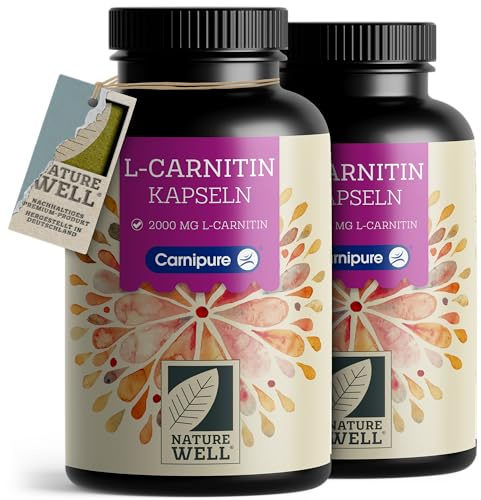 L-Carnitin Kapseln 300x - hochdosiert mit 2250 mg Carnipure®, dem Premium L-Carnitin-Tartrat von Lonza - laborgeprüft mit Zertifikat - 100% vegan - Vorrat für 100 Tage