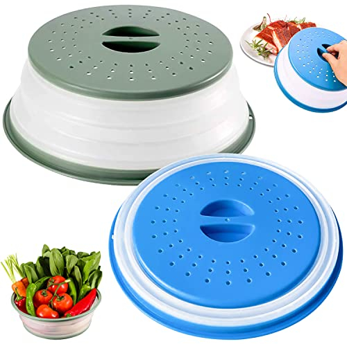 GMMG Coperchio Microonde, 2 Pezzi Pieghevole Coperchio per Microonde, Coperchio del Forno a Microonde per Riscaldamento a Microonde e Antispruzzo