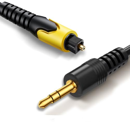 Tackston 192KHz DAC Optical to 3.5mm Converter, Optical to AUX Adapter Cord for PS4 HDTV DVD Set-top Boxes | Signal Only from TV Optical to AUX Speaker, Must Be Powered by Its USB Cable, TV Audio Output Format Must Set to PCM Stereo