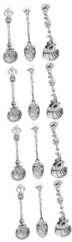 Garneck 4sets Vintage Style Spoon Silver Teaspoons Spoons for Desserts Ice Scoops Kitchen Mixers Dishwasher Safe