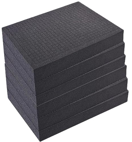 HANQ Polyurethane Foam Sheets, 6 Pcs Pick Apart Foam Insert Tool Box Polyethylene Foam Pads,16 x 12 x 1.5 Inch Pluck Pre Cube Sheet Cuttable Foam for Case Toolbox Game Box Craft Camera Storage