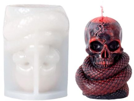 Moule en silicone pour bougie squelette de ficelle de serpent - Moule en silicone - Motif tête de mort - Cadeau d'Halloween - Festival Cr M2e6
