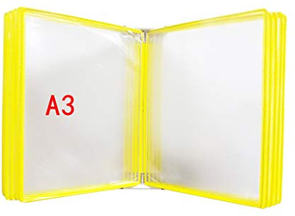 Wandmontierter Dokumentenhalter mit 10 Paneelen und 20 Taschen, PVC- und Metallkonstruktion, 45 x 32 x 8 cm, Hängeregistraturhalter für A3-Größe, Farboptionen erhältlich