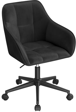 WOLTU Homeoffice Stuhl, Schreibtischstuhl, Drehstuhl, Samt Schwarz | Schminkstuhl, bis 150 kg, höhenverstellbar, mit Armlehnen, für Schlafzimmer Büro Wohnzimmer
