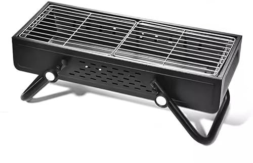 Barbecue-Grill, Kleiner BBQ-Grill, tragbarer Holzkohlegrill, mit verstärktem Stützrahmen, zum Kochen im Freien, Camping, Grillen im Garten