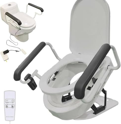 Elevador de Asiento de Inodoro EléCtrico, con Asiento Dividido a 180° y DiseñO de Reposabrazos Doble, FuncióN de CalefaccióN del Asiento y Resistencia a 150 Kg (330,69 Lb), para Discapacitados