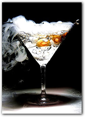 Beverage Posters and Prints Bar Decor Canvas Painting Cocktail Martini in Glasses Wall Pictures for Living Room Decoration Art(E,30x40cm No Frame)