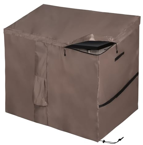 Housse Imperméable pour Abri de Jardin, Bâche de Coffre de Rangement Extérieur avec Dessus à Ouverture Facile, Pour la Série Store It Out, 420D Oxford Brun (147*86*125cm)