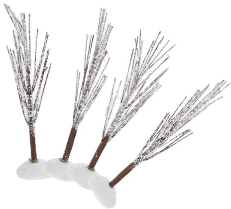 GRIRIW 4stücke DIY Eisen-drahtbaum Mit Kunstschnee Tischdeko Für Festliche Anlässe Elegantes Desktop-Accessoire Dekorative Baumskulpturen Für Wohnraum Und Schaufenster