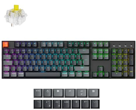 Keychron K10 QMK Full Size Customized Wireless Bluetooth/Wired Mechanical Keyboard, Programmable Macro, RGB Backlight, Hot-Swappable Super Banana Switch for Mac/Win/Linux(Version 2) - UK Layout