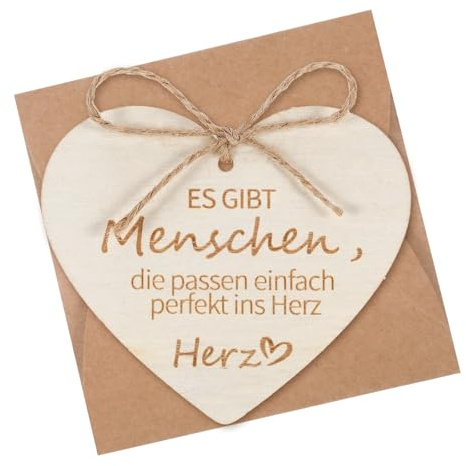 Qiimenguer Dankeschön Geschenk Holz Dankeskarte，„Es gibt Menschen, die passen einfach perfekt ins Herz“ Herzförmige hochzeitskarten, die von Hand beschriftet werden können