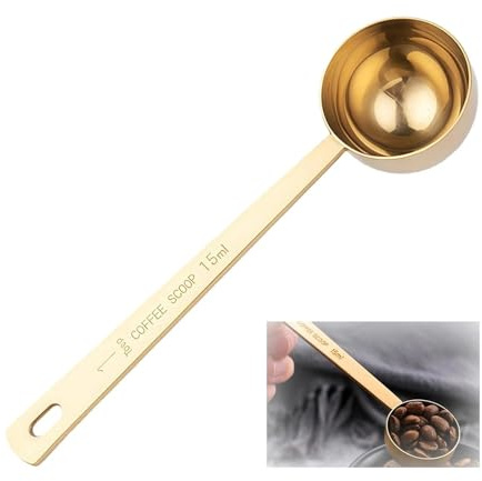 Ritual Scoop 15mL Gold Stainless Steel Measuring Spoon | Long Handle Tablespoon for Coffee Protein Powder Tea Sugar & Flour