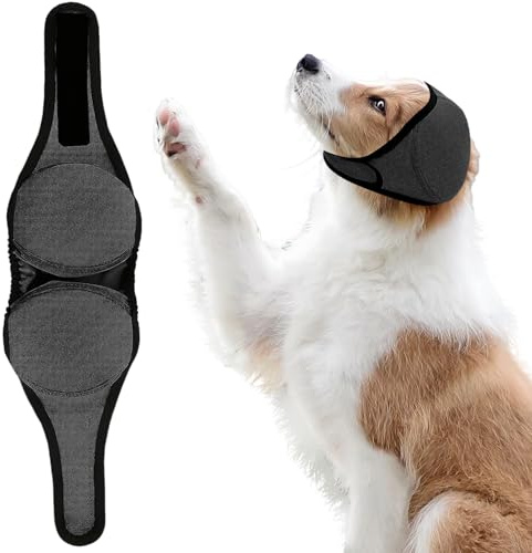 GAZIL Snood Gris pour Chiens, Protecteurs d'oreilles Anti-Bruit pour Feux d'artifice et Toilettage, Couvre-Tête Apaisant Extensible 34,8–47,8 cm pour Petits à Moyens Chiens
