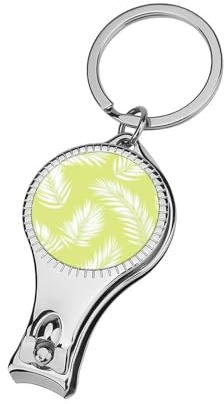 Cortaúñas de hojas tropicales, amarillo claro, verde, hojas de palma, cortaúñas, cortaúñas profesional, cortador de cutículas para mujeres y hombres