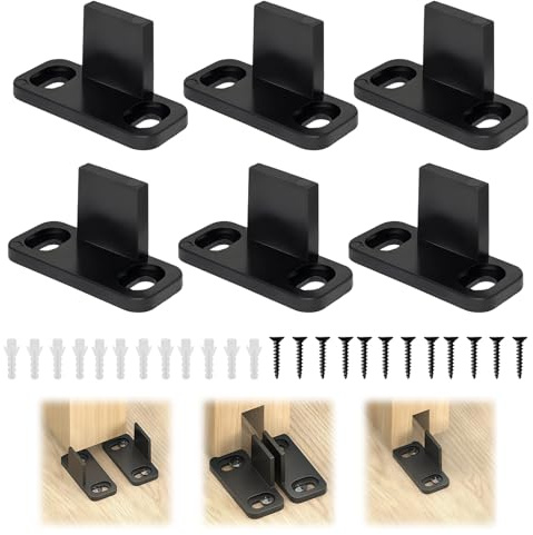 Schiebetürführung, 45 x 20 x 24 mm, Bodenführung für Scheunentür, Führung für Schiebetür, multifunktional, geräuscharm, robust, mit Schrauben für Schiebetüren, 6 Stück