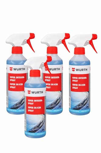 Wurth Lot de 4 Sprays Dégivrants Haute Performance pour Pare-Brise et Vitres – Action Instantanée – Anti-Givre Longue Durée – Pour Voiture, Camion et Rétroviseurs