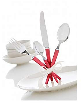 Brandani Set de 24 Pièces Couverts de Table Rouge perlé Acier Inoxydable 18/10