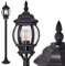 Lámpara de exterior Lentua, luz de camino en aspecto antiguo,aluminio fundido en negro con discos de plástico, lámpara de pie 120 cm,lámpara de jardín retro/vintage,casquillo E27, IP44,sin bombilla(s)