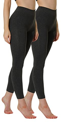 Yenita Leggings Termici da Donna Senza Cuciture, con Caldo Pile all’Interno, in Confezione da 2,Confezione da 2 Pezzi Antracite mélange, XL/XXL