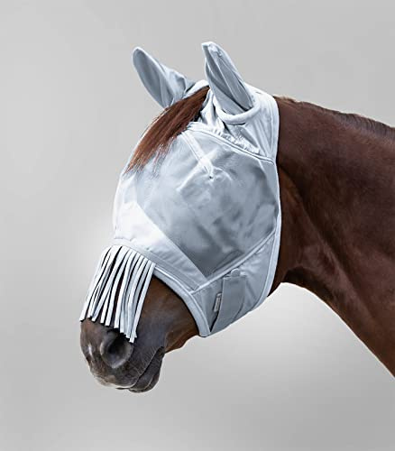 WALDHAUSEN VB - Maschera per mosche con paraorecchie e frangia, colore: grigio argento