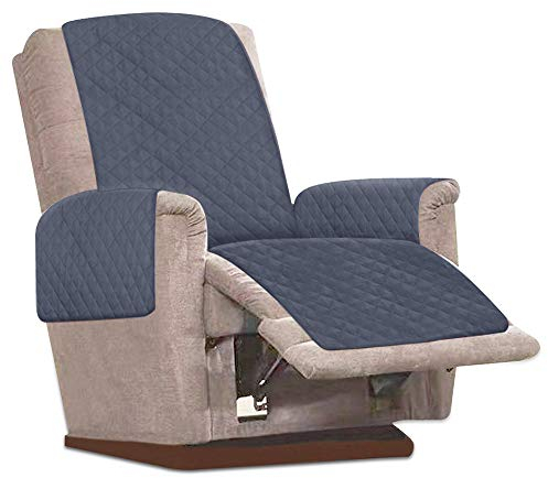 JTWEB Sesselschoner Sesselauflage Relax mit rutschfest, 1 Sitzer Sesselschutz Sofaüberwurf mit 2.5 cm Breiten verstellbaren Trägern (Grau)