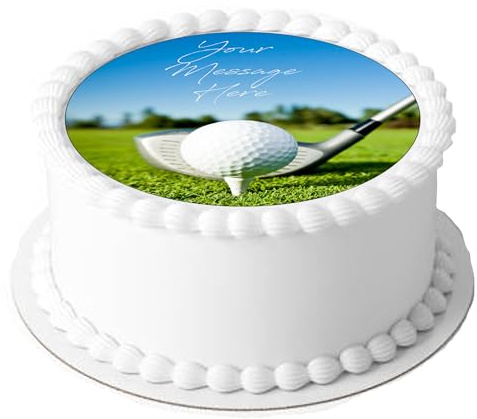 A4 Edible Decor Icing Sheet PERSONALISED GOLF Sport 7-8 Circle Cake Topper Decoration - Great for larger cakes