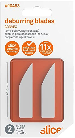 Slice 10483 Replacement Deburring Blades (Convex), Pack of 2, Ideal For Deburring Sheet Metal Edges, Injection-Moulded Plastics, & 3D-Printed Prototypes