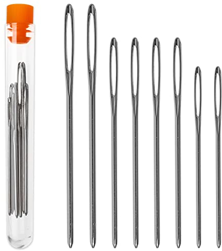 Agujas de coser con ojo grande, paquete de 8, con tres tamaños diferentes. tamaños, no se necesita ayuda para enhebrar, agujas de lana y Smyrna sin punta, surtido de agujas de coser y bordar, aguja