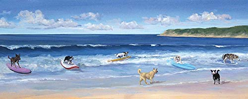 Feeling at home LEINWANDDRUCK im SCHATTENFUGENRAHMEN Hot Dogs surfen Saxe Carol - Meer horizontal Kunstbilder im Holzrahmen cm_40_X_99