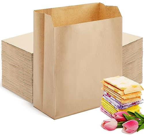 Tenceur 500 Pcs Waxed Sanitary Napkin Disposal Bags 7.5'' x 10'' x 3.5'' Kraft Feminine Hygiene Liner Bag Paper Bags for Commercial Business Personal Restroom Bathroom Janitorial Dispenser