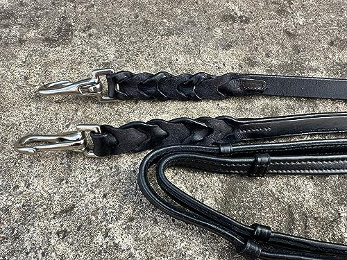 Equipride Rênes en cuir pour bride de chasseur avec mousquetons à dégagement rapide (Cob, noir)