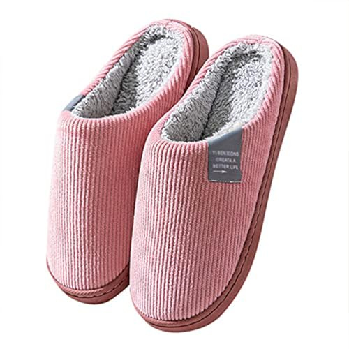 DSQSasahip Pantoufle Femme Maison Chaussons Hiver Confortable en Peluche Chaude Doublure Chaussures Intérieur Accueil Slippers (03 Rose 38/39)