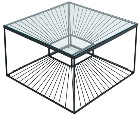 Couchtisch ILLUSION 60cm - schwarz transparent - Sicherheitsglas | Montiert, als auch als Beistelltische nutzbar, als Beistelltisch nutzbar, ca. 60 kg Belastbarkeit