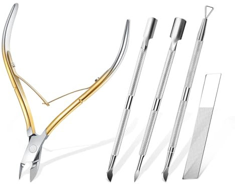 catlinez 5 Stücke Nagelhautschieber Edelstahl, Nagelhautschneider, Präzisions-Nagelhautzange, Nagelhautmesser,Maniküre-Edelstahl-Set,Nagelhaut schere für Fingernägel und Zeh