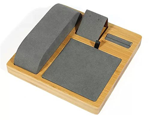 Hhmmei2024-23 Schmuck Organizer Samt Holz Schmuck Display Tablett Vitrine Display Organizer Ringe Ohrringe Halsketten Armband Uhr Display Stand for Schmuckständer Schmuckhalter
