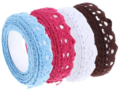 Tofficu 4rollen Spitzenband Selbstklebend Spitzenbänder Zum Basteln Dekoratives Band Für Scrapbooking Verpackung Und Diy-projekte Aus Spitze Und Baumwolle