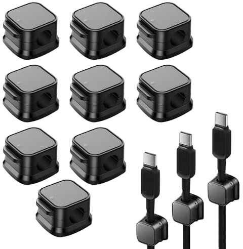 9 Pezzi Ferma Cavi,Magnetic Cable Clips,Clip per Cavi,Ferma Cavi Scrivania,Reggi Cavo da Comodino,Clip Fermacavi,Ferma Cavo Adesivi,Reggi Filo Caricabatterie,per HDMI,USB,Cavo Audio(Nero)
