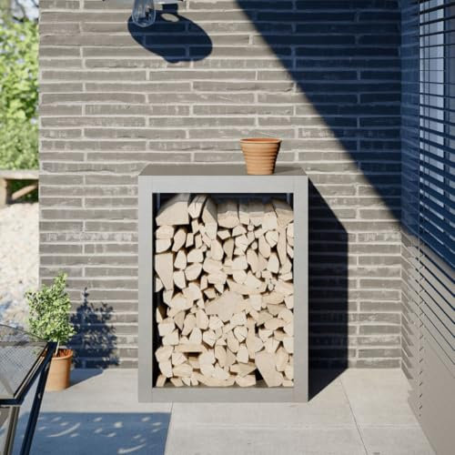 LAPOOH Brennholzregal 60x40x80 cm Edelstahl, Kaminholzregal Aussen, Holzstapelhilfe, Carport, Sichtschutz Garten, Kaminholzregale - 851000