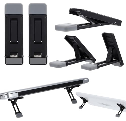 AOZUO 2 Pack Mini Supporto per Laptop Supporto per Tastiera, 3 Livelli di Altezza Regolabile Pieghevole Portatile Piccolo con Base in Silicone Antiscivolo per Tutti i Laptop e Tastiera (Nero)