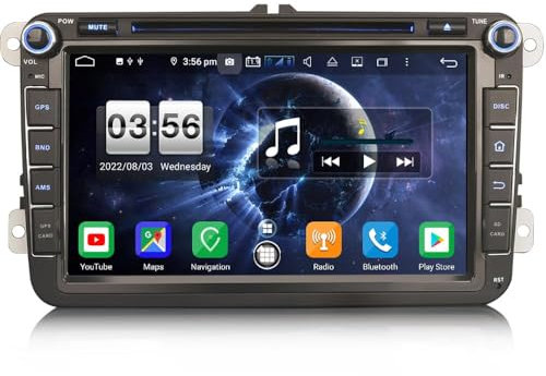 8 Zoll 4GB+64GB 8-Kern Android 14 Autoradio für Volkswagen Passat Caddy Golf 5 Golf 6 T5 Tiguan Bora Seat Skoda GPS Navi Carplay Android Auto DSP Bluetooth DVD A2DP WiFi Radio DAB+