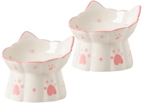 HAPINARY 2stücke Erhöhte Katzenschale Aus Keramik Erhöhter Futternapf Für Katzen Mit Einzigartigem Design Einfach Zu Reinigen Zum Fressen Und Trinken