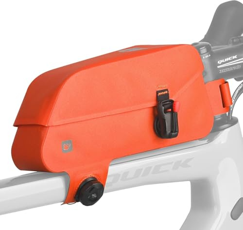 Rhinowalk K33 Oberrohr Tasche,Wasserdicht,Fahrrad Rahmentasche Orange | für MTB & Rennrad | Knopfverschluss | TPU-Material