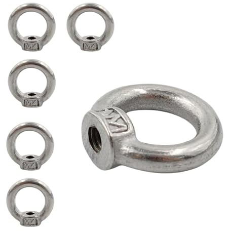 6 Stück Edelstahl Ringmuttern, M4 erbessertes 304 Edelstahl Ringösen, Ringmuttern Augenmutter, Ösenmutter für Befestigen Sie hängende Ornamente Blumentöpfe Schaukelständer