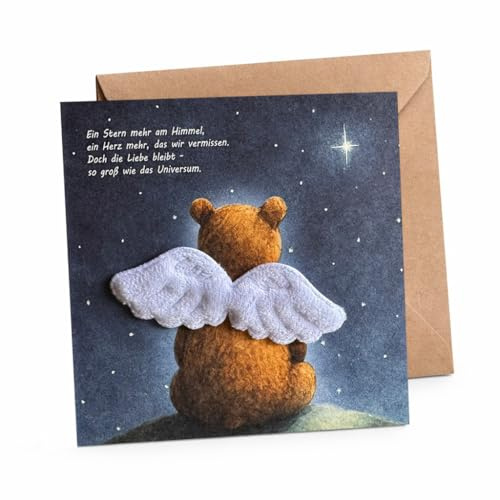 Generisch Besondere Trauerkarte mit Engel-Bär - Ein Stern mehr am Himmel...