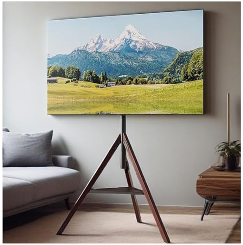 Supporto da Pavimento per TV Portatile, Supporto per TV LCD con treppiede e ripiano, per TV da 32 a 75 Pollici, Altezza Regolabile, Fino a 50 kg