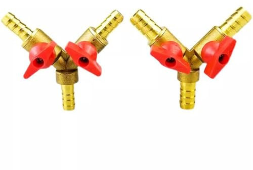 Y Type Three 3 Way Brass Shut Off Ball Valve Pipe Fitting Connector Adapter for Fuel Gas Water Oil Air 6 8 10mm 1Pcs(6mm)