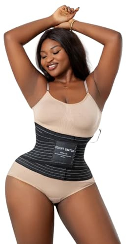 Sculpt Snatch 3X Wrap Waist Trainer for Women - Hourglass Corset with Steel Bones, Tummy Control Belt for Belly Fat(Black,2XL)
