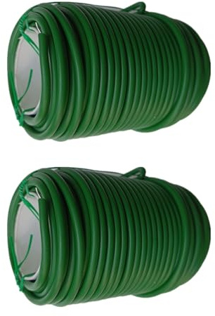 2 cables de unión gruesos para plantas, 20 m, alambre verde, suave, para atar rosas trepadoras y verduras